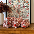 Trousse matelassée à imprimé Block Print – Fleur blanche | Lot de 3