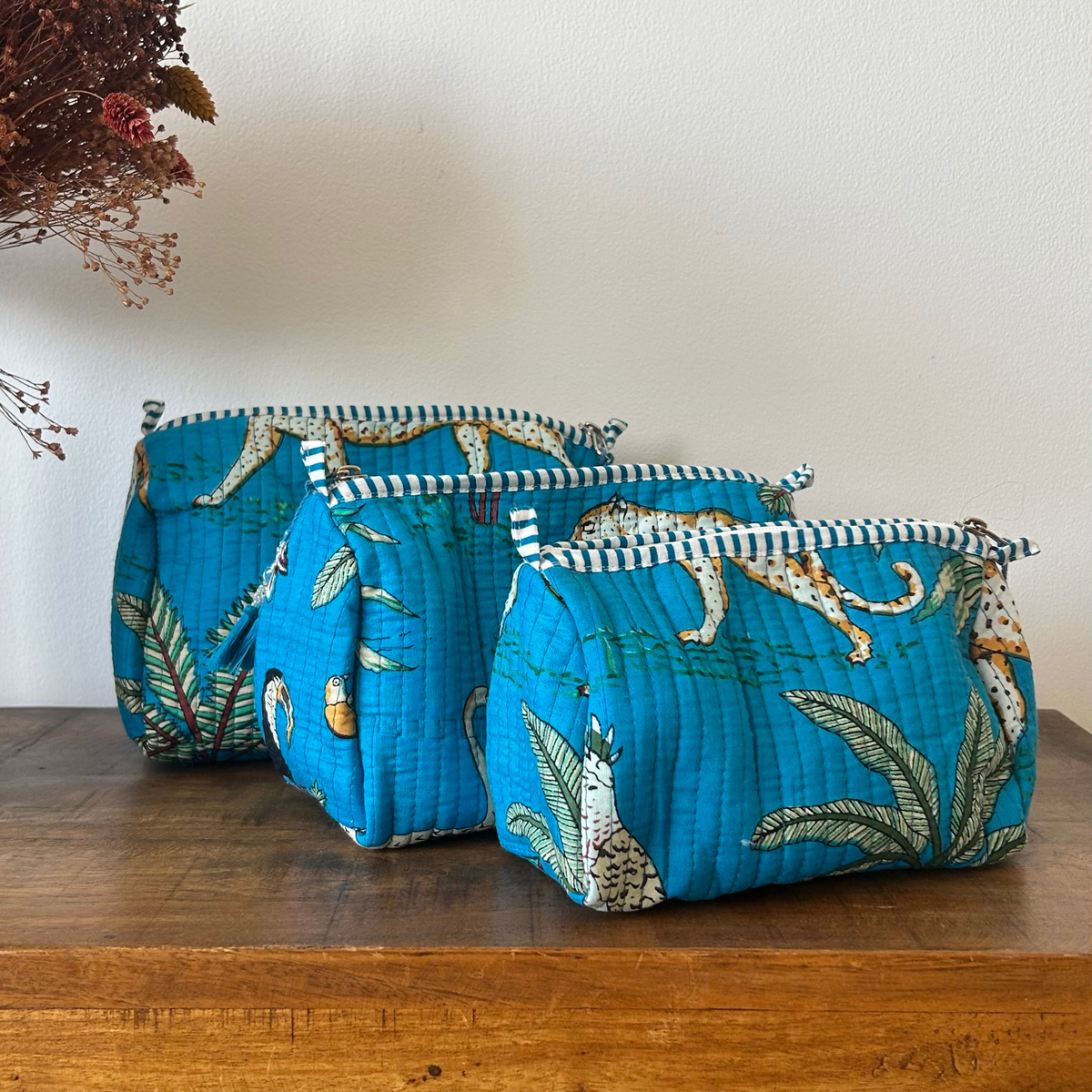 Trousse matelassée Jungle – Lot de 3