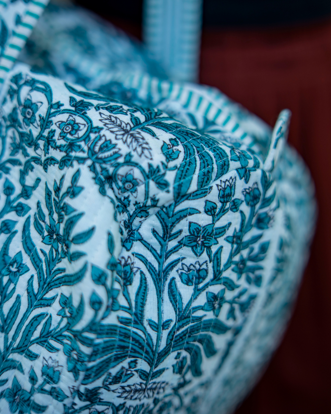 Sac bowling matelassé à fleurs - Grand modèle