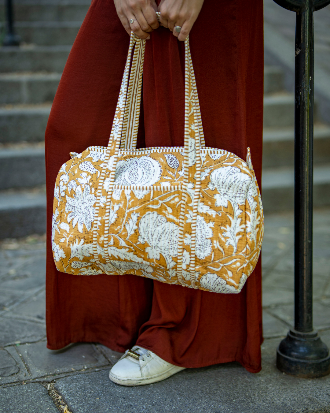 Quilted Botanical Bowling Bag – Small